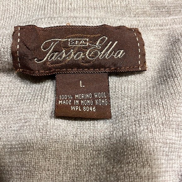 Tasso Elba Spa 100% Merino Wool Pullover Sweater Size L Neutral Tan Minimalist - Picture 3 of 7